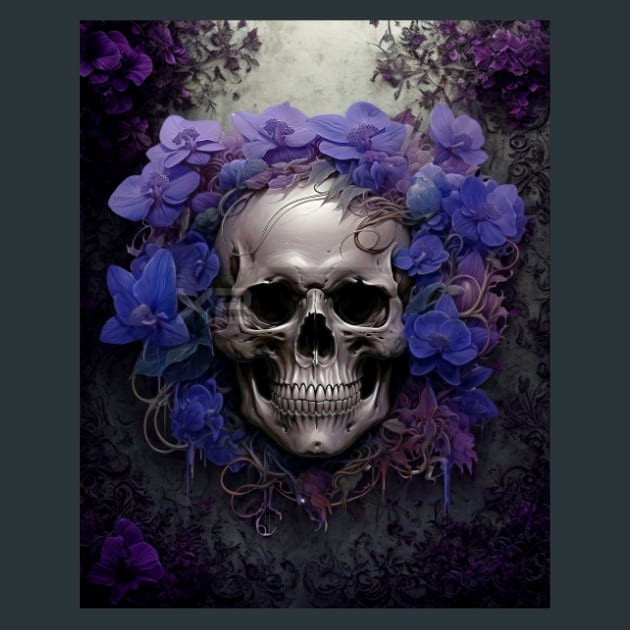 Gothic floral Skulls 4 Metal Wall Art and Desktop Mouse Pad by X2Metal