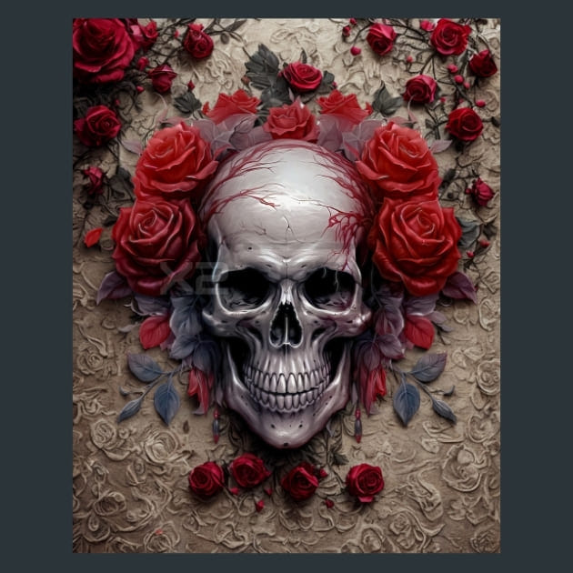 Gothic floral Skulls 5 Metal Wall Art and Desktop Mouse Pad by X2Metal