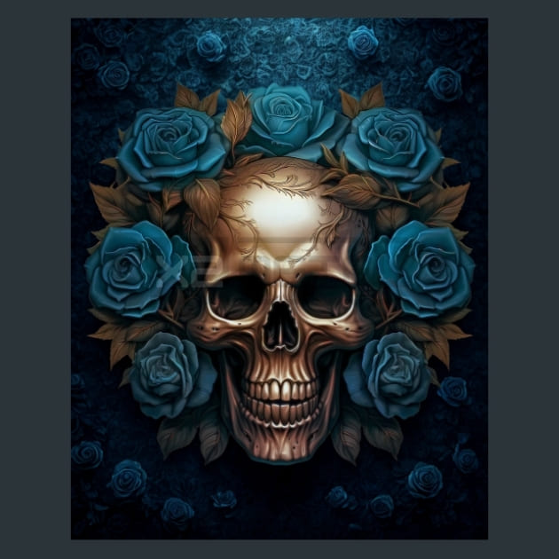 Gothic floral Skulls 6 Metal Wall Art and Desktop Mouse Pad by X2Metal