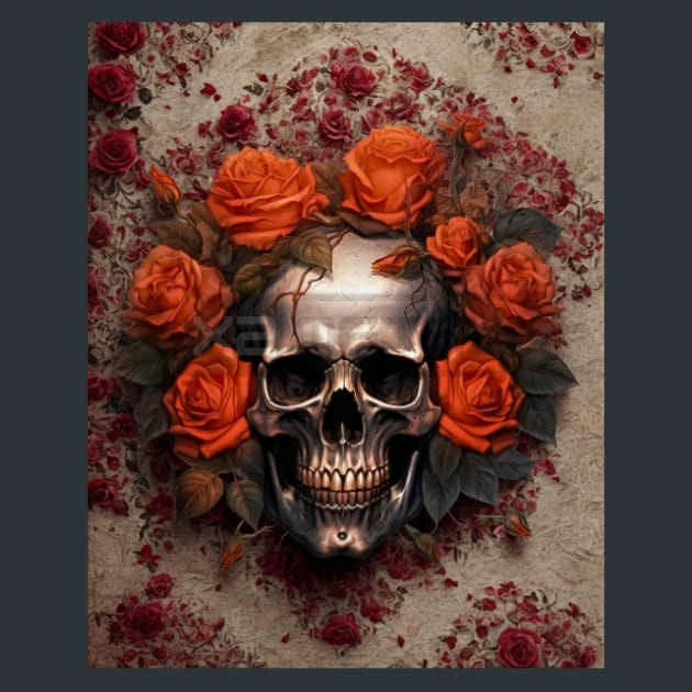 Gothic-floral-Skulls-7-metal-prints-posters-mouse-pads