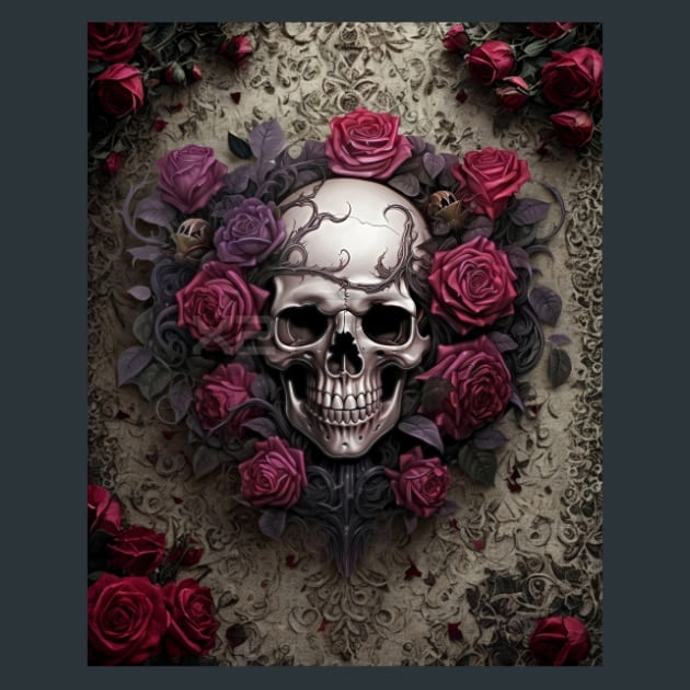 Gothic-floral-Skulls-9-metal-prints-posters-mouse-pads