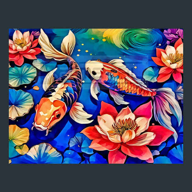Graceful Koi Metal Wall Art and Desktop Mouse Pad by X2Metal
