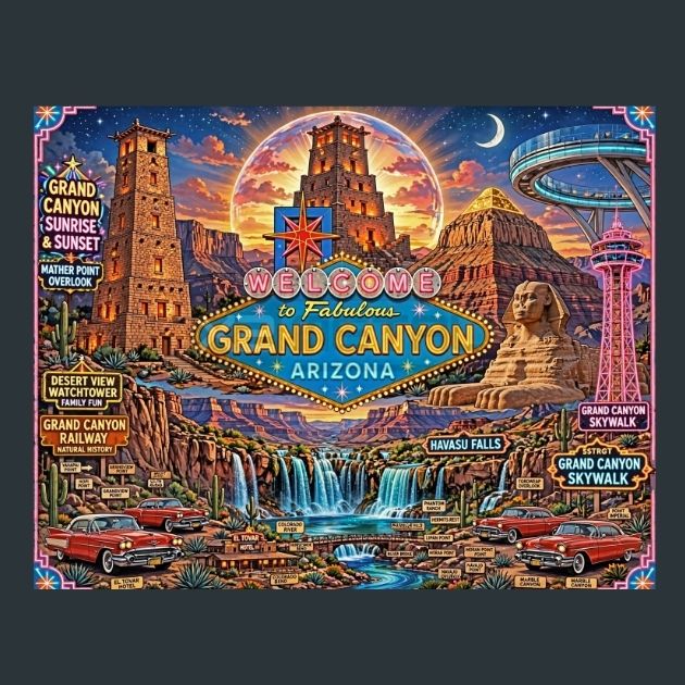 Grand-Canyon-National-Park-Welcome-Collage-metal-print
