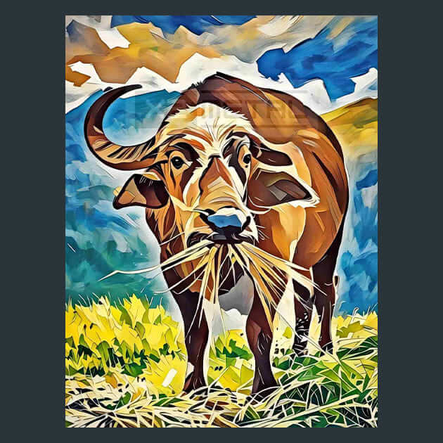 Grazing Buffalo Metal Wall Art and Desktop Mouse Pad by X2Metal