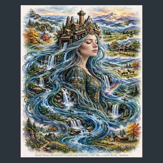 Great-Smoky-Mountains-river-goddess-metal-print
