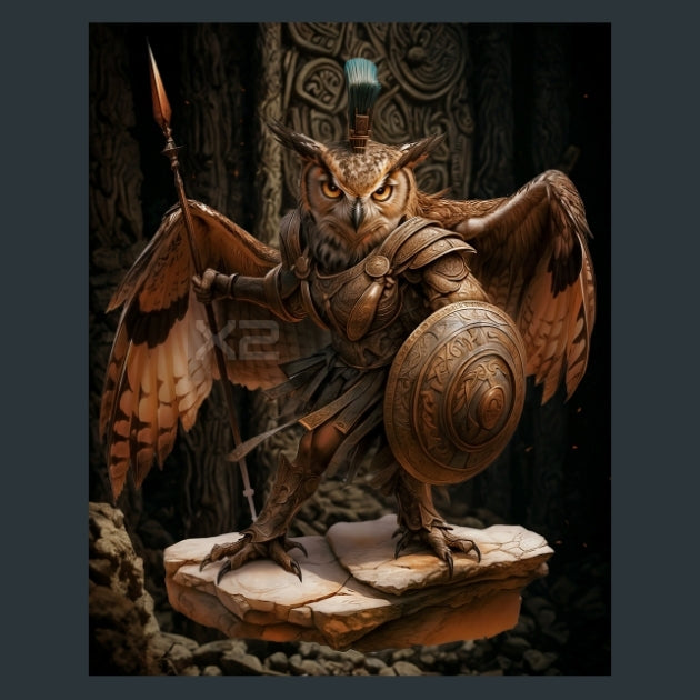 Greek Owl Warriors - Alpha Animals Metal Wall Art and Desktop Mouse Pad by X2Metal