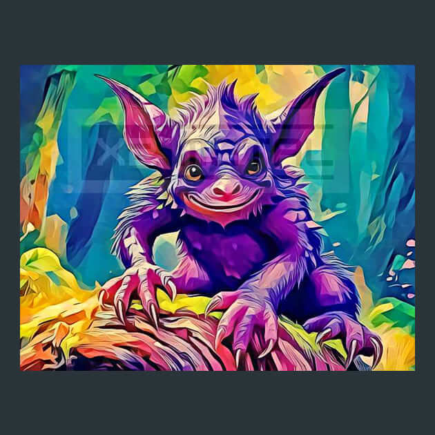 Gremlin Plum Stump Metal Wall Art and Desktop Mouse Pad by X2Metal