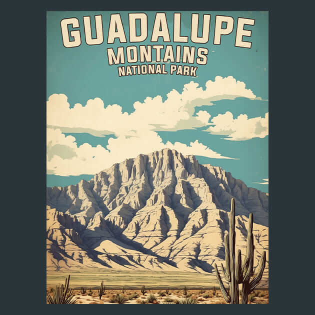 Guadalupe Mountains Metal Wall Art and Desktop Mouse Pad by X2Metal