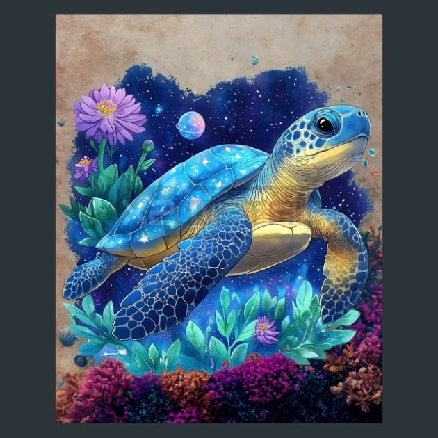 Guardian of the Reef Turtles Metal Wall Art and Desktop Mouse Pad by X2Metal