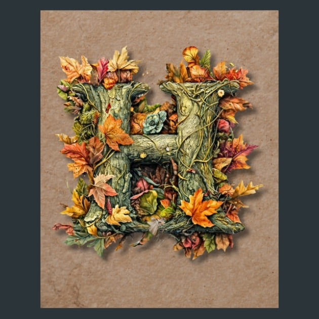 H Autumn Alphabets Metal Wall Art and Desktop Mouse Pad by X2Metal