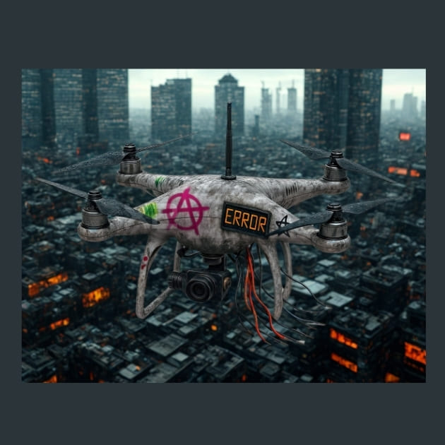 Hacked Surveillance Drone Metal Wall Art and Desktop Mouse Pad by X2Metal