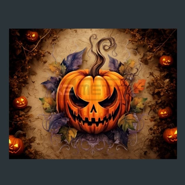 Halloween Pumpkin 11 Metal Wall Art and Desktop Mouse Pad by X2Metal