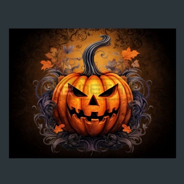 Halloween Pumpkin 19 Metal Wall Art and Desktop Mouse Pad by X2Metal
