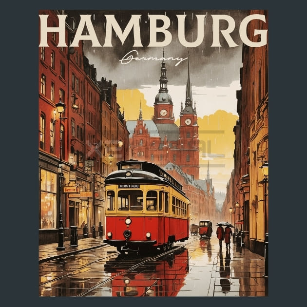 Hamburg 2 Germany Metal Wall Art and Desktop Mouse Pad by X2Metal