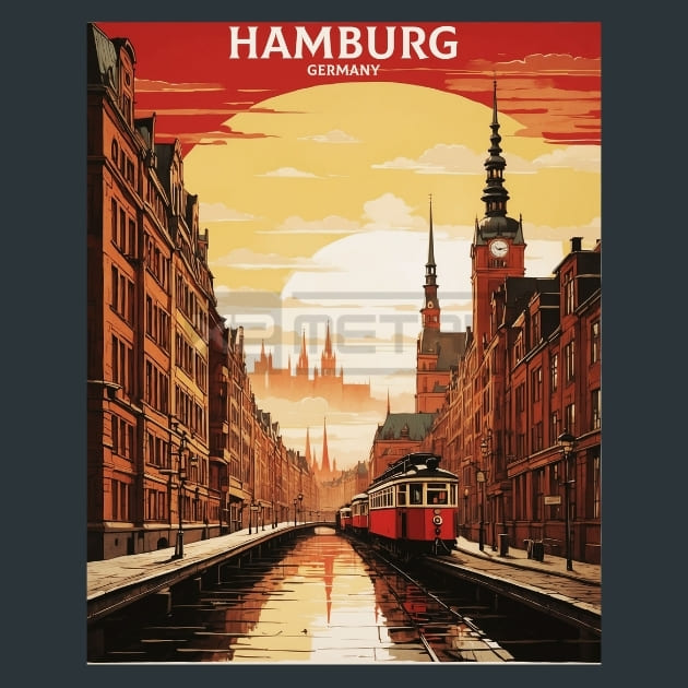 Hamburg 4 Germany Metal Wall Art and Desktop Mouse Pad by X2Metal