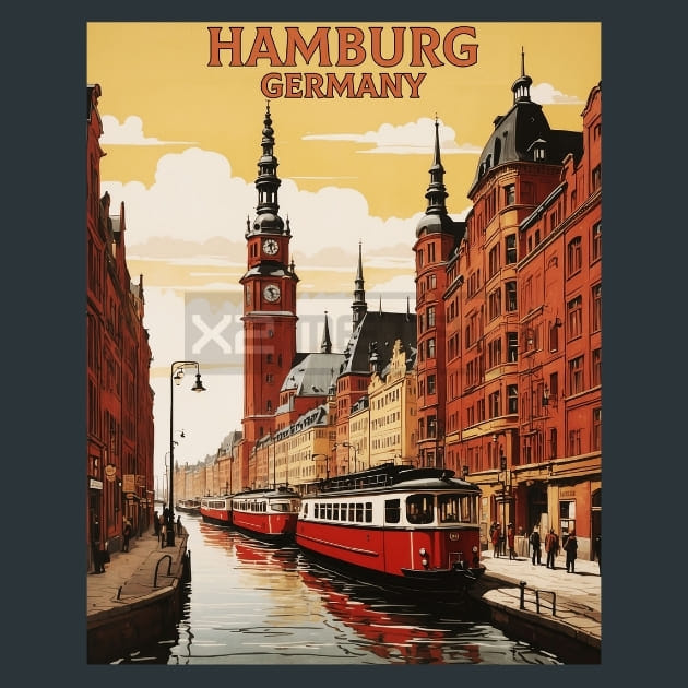 Hamburg 5 Germany Metal Wall Art and Desktop Mouse Pad by X2Metal