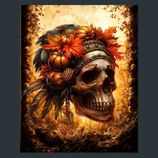 Harvest Skull -Native American Metal Wall Art and Desktop Mouse Pad by X2Metal