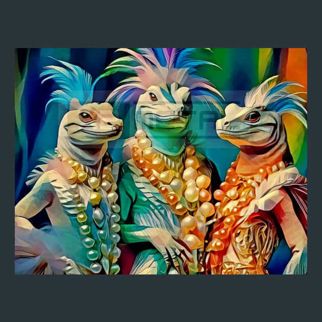 High Fashion Lizard People Metal Wall Art and Desktop Mouse Pad by X2Metal