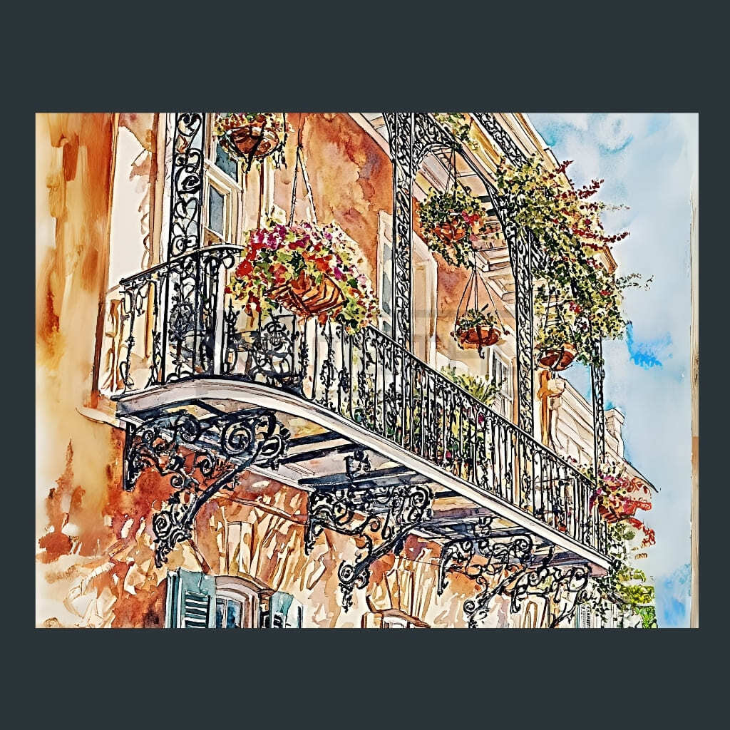 Historic French Quarter Louisiana Metal Wall Art and Desktop Mouse Pad by X2Metal