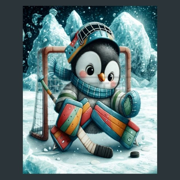Hockey Penguin 12 Metal Wall Art and Desktop Mouse Pad by X2Metal