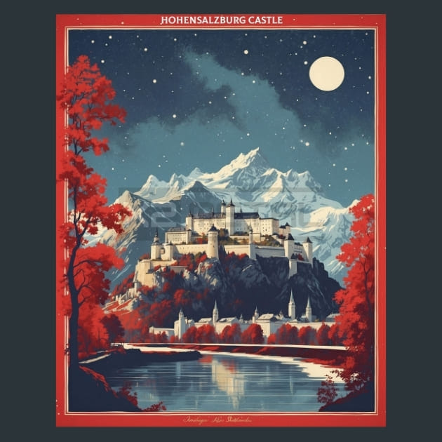 Hohensalzburg Castle Austria Metal Wall Art and Desktop Mouse Pad by X2Metal