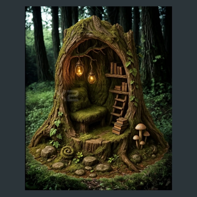 Hollow Stump Nook Metal Wall Art and Desktop Mouse Pad by X2Metal