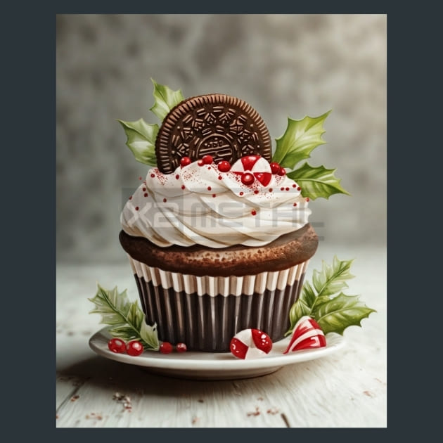 Holly Jolly Cupcakes 12 Metal Wall Art and Desktop Mouse Pad by X2Metal