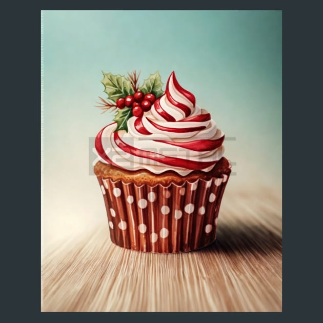 Holly Jolly Cupcakes 19 Metal Wall Art and Desktop Mouse Pad by X2Metal