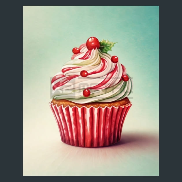 Holly Jolly Cupcakes 22 Metal Wall Art and Desktop Mouse Pad by X2Metal