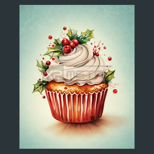 Holly Jolly Cupcakes 24 Metal Wall Art and Desktop Mouse Pad by X2Metal