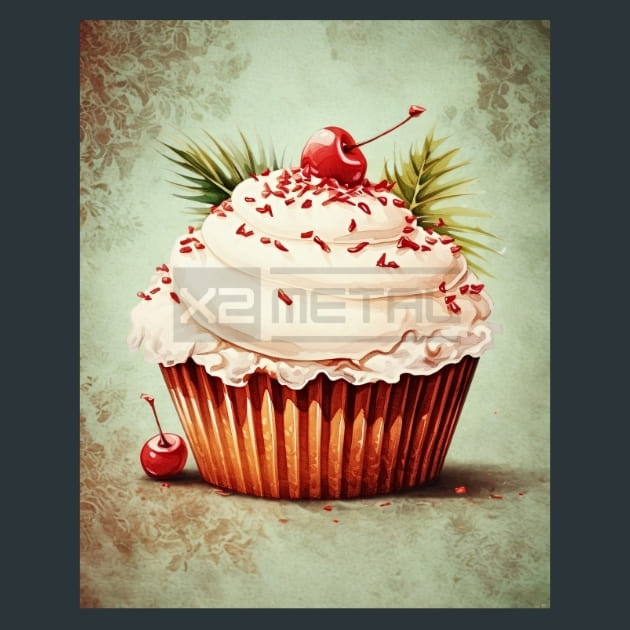 Holly Jolly Cupcakes 33 Metal Wall Art and Desktop Mouse Pad by X2Metal