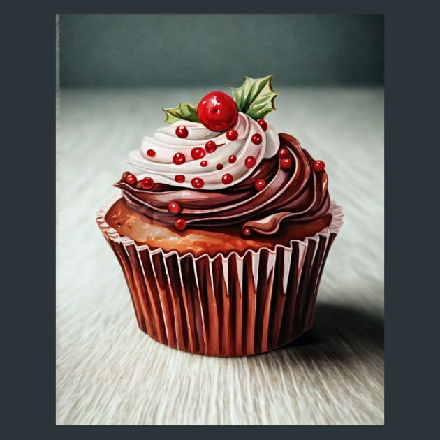 Holly Jolly Cupcakes 35 Metal Wall Art and Desktop Mouse Pad by X2Metal