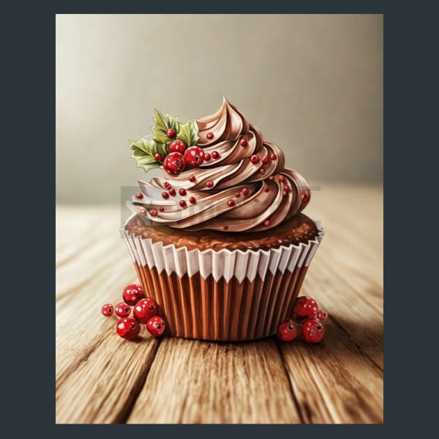 Holly Jolly Cupcakes 39 Metal Wall Art and Desktop Mouse Pad by X2Metal