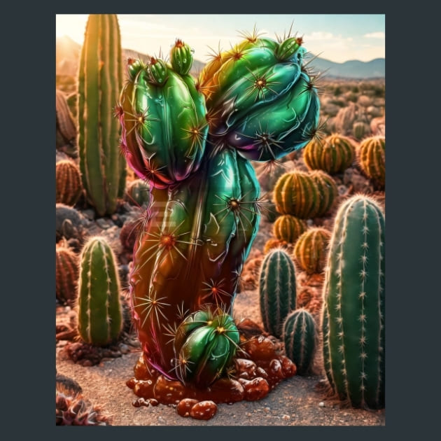 Holographic Cactus Metal Wall Art and Desktop Mouse Pad by X2Metal