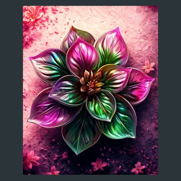 Holographic Flower Metal Wall Art and Desktop Mouse Pad by X2Metal