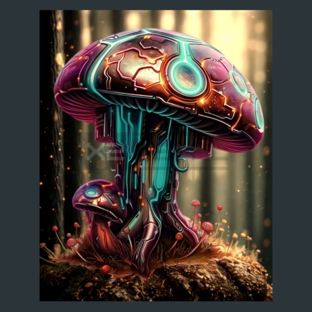 Holographic-Mushroom-metal-prints-posters-mouse-pads