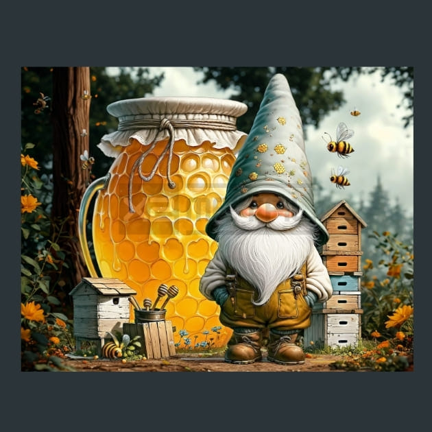 Honey Bee Gnomes 02 Metal Wall Art and Desktop Mouse Pad by X2Metal