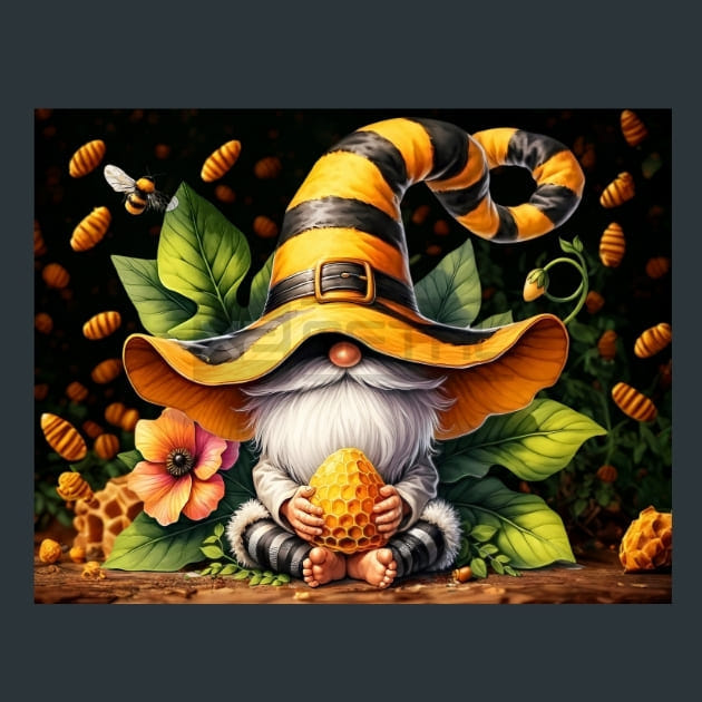 Honey Bee Gnomes 03 Metal Wall Art and Desktop Mouse Pad by X2Metal