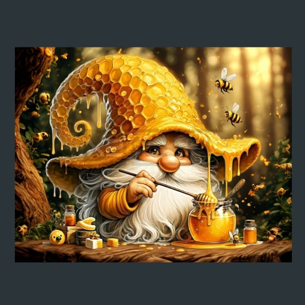 Honey Bee Gnomes 05 Metal Wall Art and Desktop Mouse Pad by X2Metal