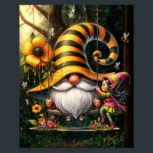 Honey Bee Gnomes 10 Metal Wall Art and Desktop Mouse Pad by X2Metal