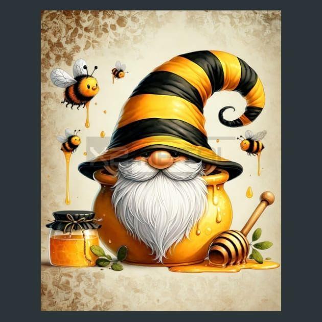 Honey Bee Gnomes 15 Metal Wall Art and Desktop Mouse Pad by X2Metal