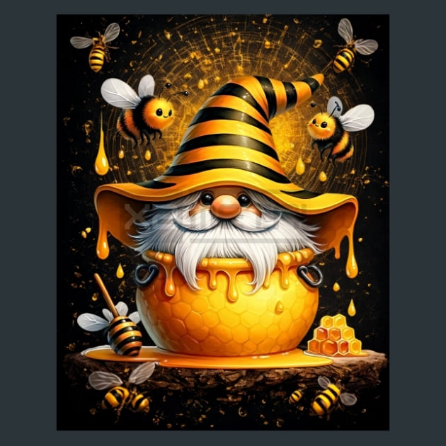 Honey Bee Gnomes 16 Metal Wall Art and Desktop Mouse Pad by X2Metal