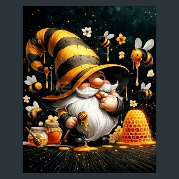 Honey Bee Gnomes 19 Metal Wall Art and Desktop Mouse Pad by X2Metal