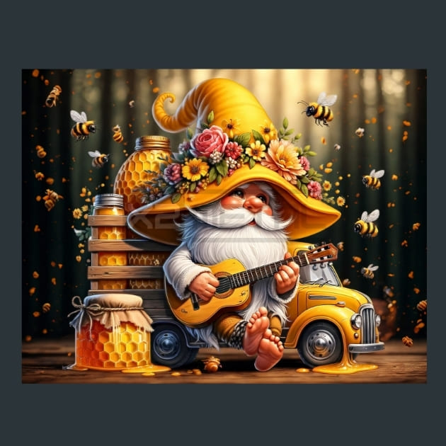 Honey Bee Gnomes 22 Metal Wall Art and Desktop Mouse Pad by X2Metal