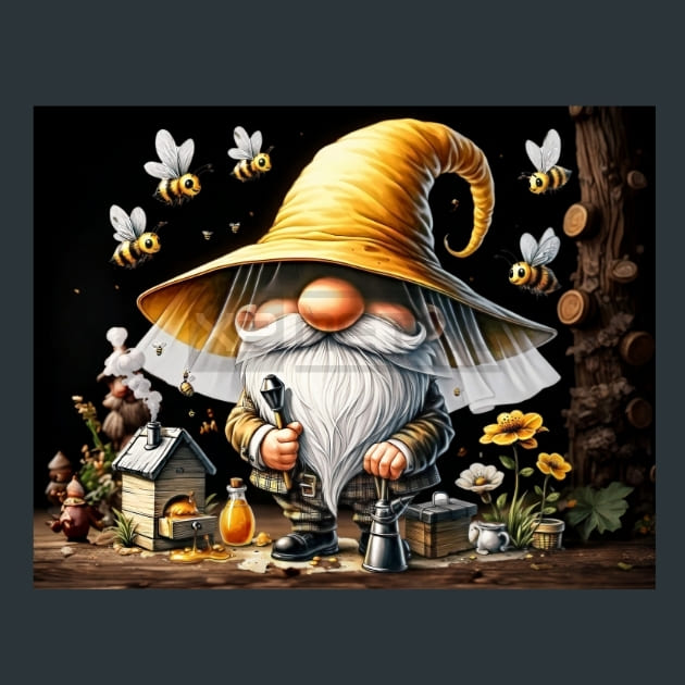 Honey Bee Gnomes 23 Metal Wall Art and Desktop Mouse Pad by X2Metal