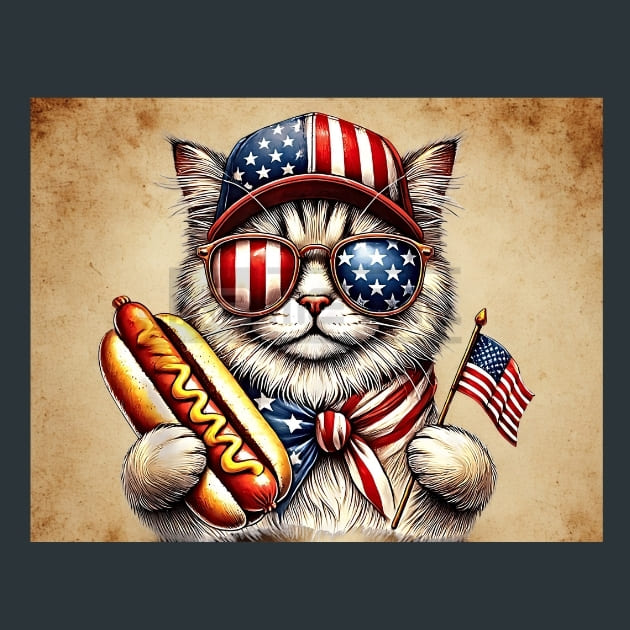 Hotdog-Flag-Cat-2-metal-prints-posters-mouse-pads
