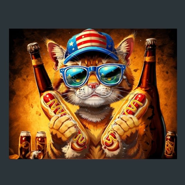 Hotdog-Flag-Cat-3-metal-prints-posters-mouse-pads