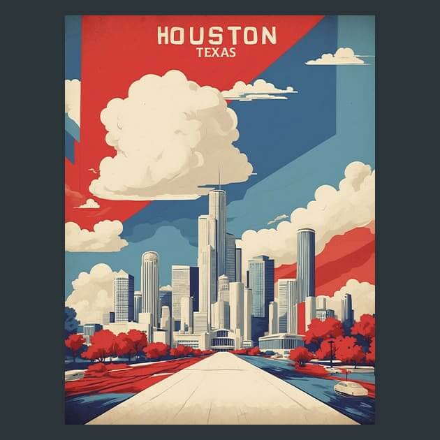 Houston Texas Metal Wall Art and Desktop Mouse Pad by X2Metal