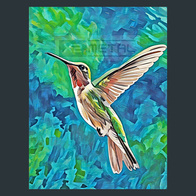Hummingbird Mid Flight – Metal Print &amp; Mouse Pad | ChromaLuxe | Made in Iowa USA