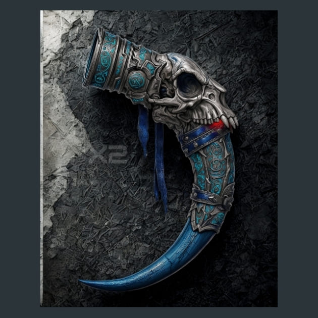 Hunters War Horn Metal Wall Art and Desktop Mouse Pad by X2Metal